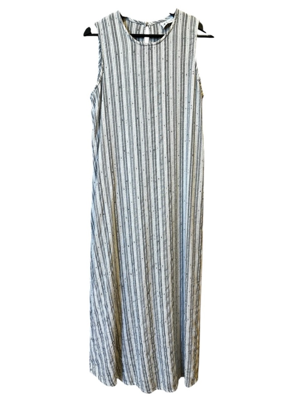 Cut Loose Textured Midi Dress White Black Stripe Size Medium Beach Lagenlook